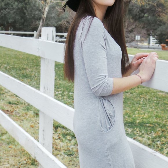 Gray Zenana Pocket Dress - Picture 2 of 2